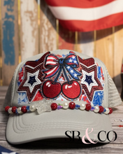 Load image into Gallery viewer, Patriotic Cherry Trucker Hat
