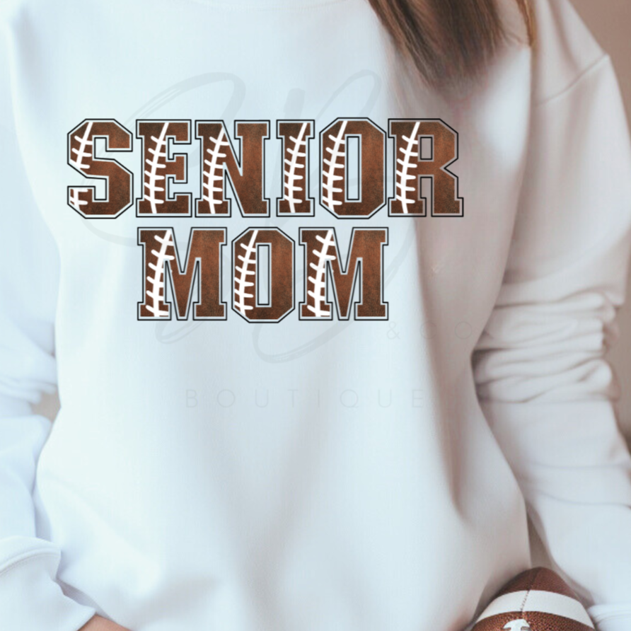 Senior Mom Football Letters Crewneck